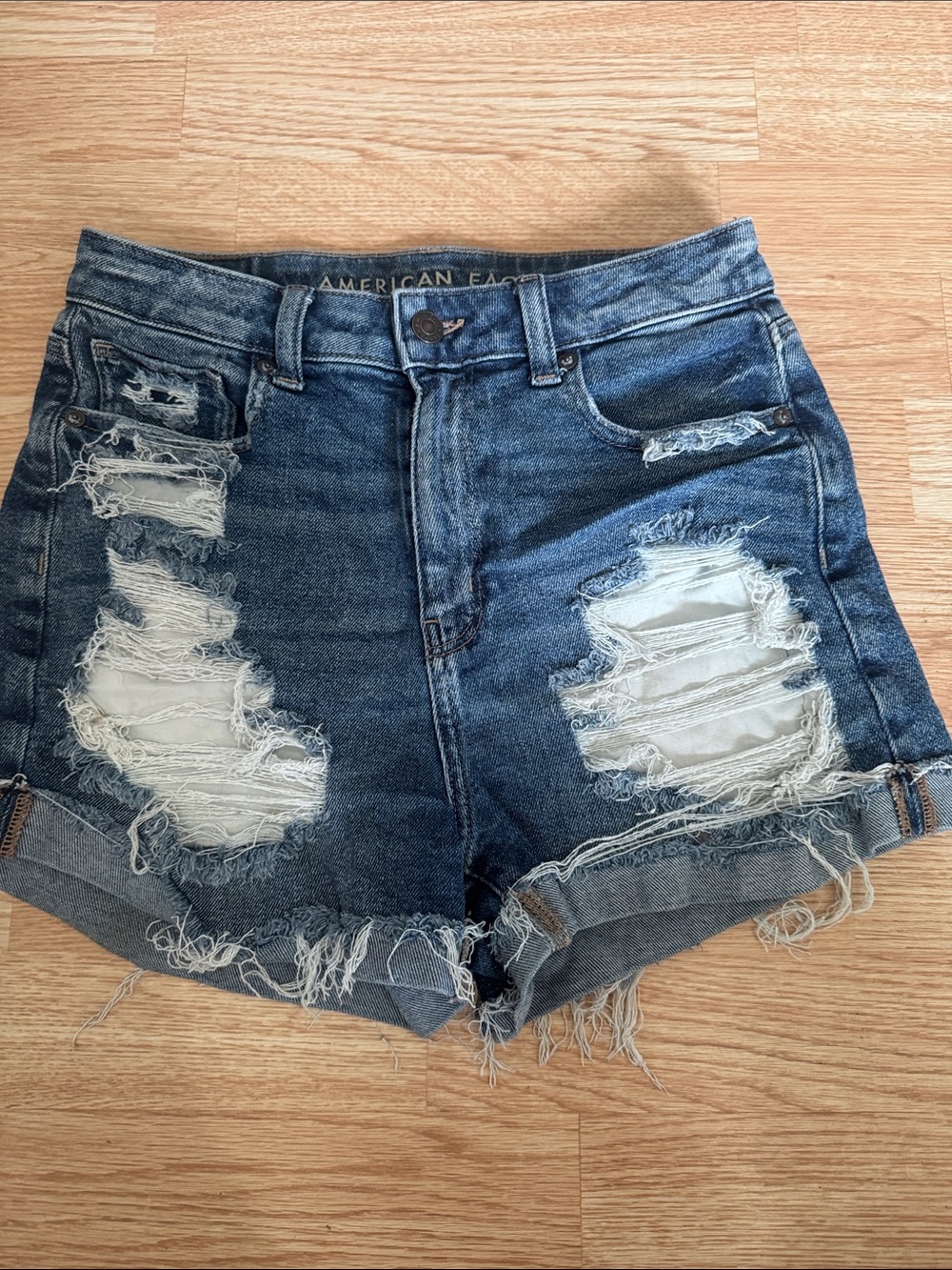 American Eagle Outfitters Distressed Blue Denim Cutoff Shorts